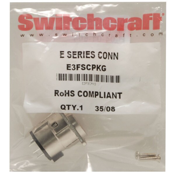 Main product image for Switchcraft E3FSC 3 Pin XLR Female Panel Silver Pins 093-326